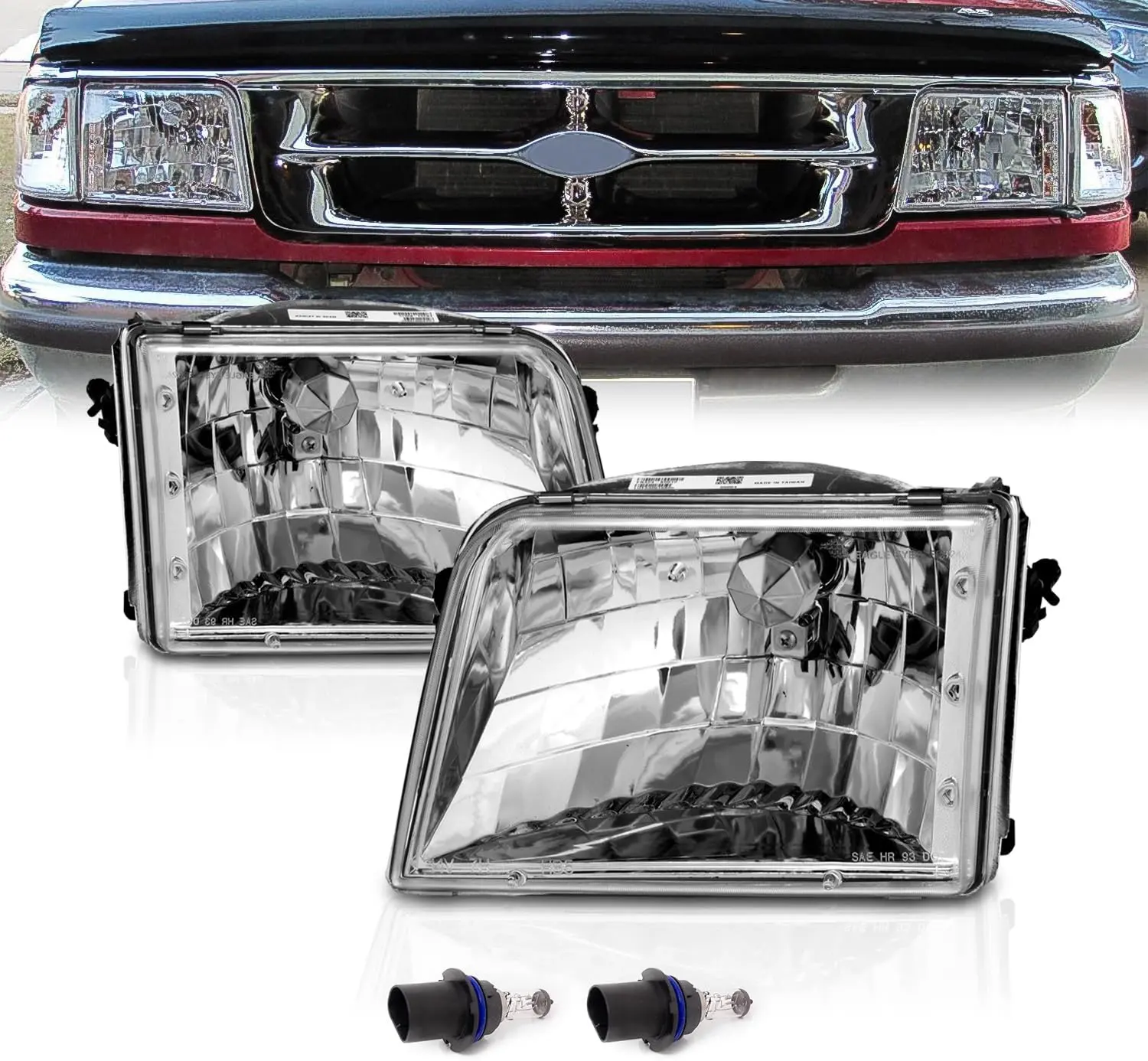 AmeriLite Headlights for Ford Ranger 1993-1997 - Passenger and Driver Side Pair