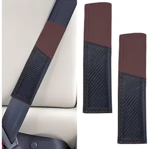 Car Seat Belt Cover Pad, Carbon Fiber Safety Seatbelt Shoulder Strap Covers, Breathable Leather Soft Harness Pad, Interior Car Accessories, Universal for Truck
