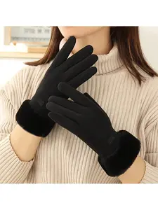 Winter Touchscreen Gloves with Plush Lining Thick Warm Unisex Durable Polyester Multiple Colors Snow Sports Christmas Gifts Winter Wear