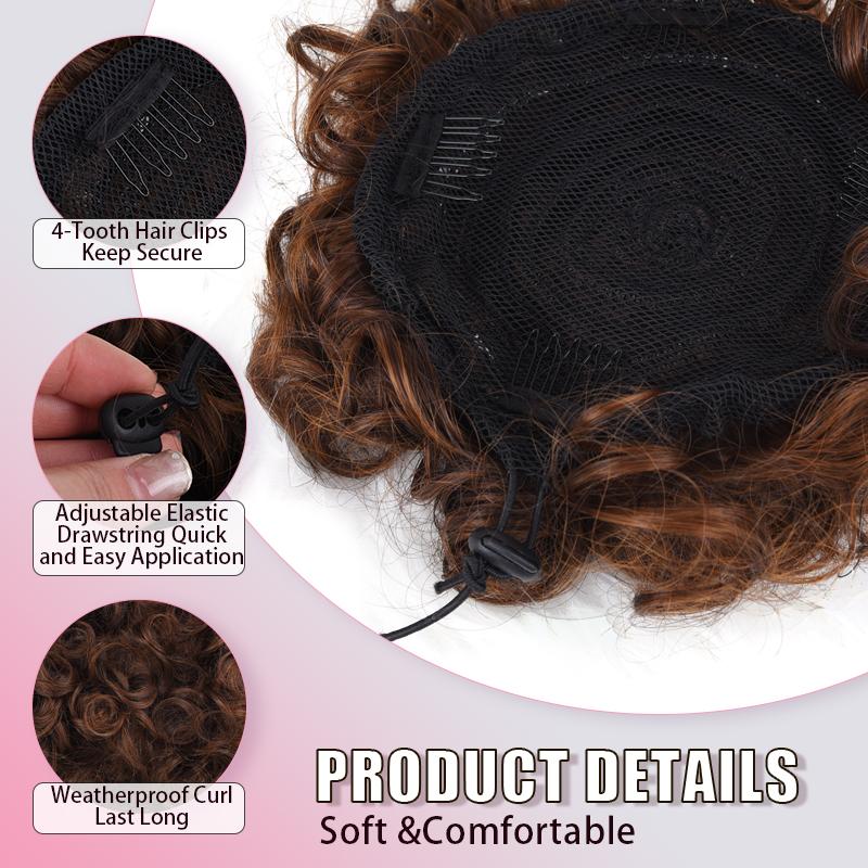 Messy Bun Hair Piece Tousled Updo Hair Buns Extension Elastic Hair Band Hair Pieces Curly Hair Bun Scrunchie For Women Wavy Synthetic Hairpiece Glueless Pre Style Clip In