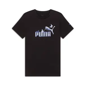 PUMA Womens Flutter Graphic Crew Neck Short Sleeve Casual Tops Casual - Black