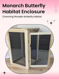 Monarch Butterfly Habitat Enclosure (wood frame approx. 16" x 16" x 22")