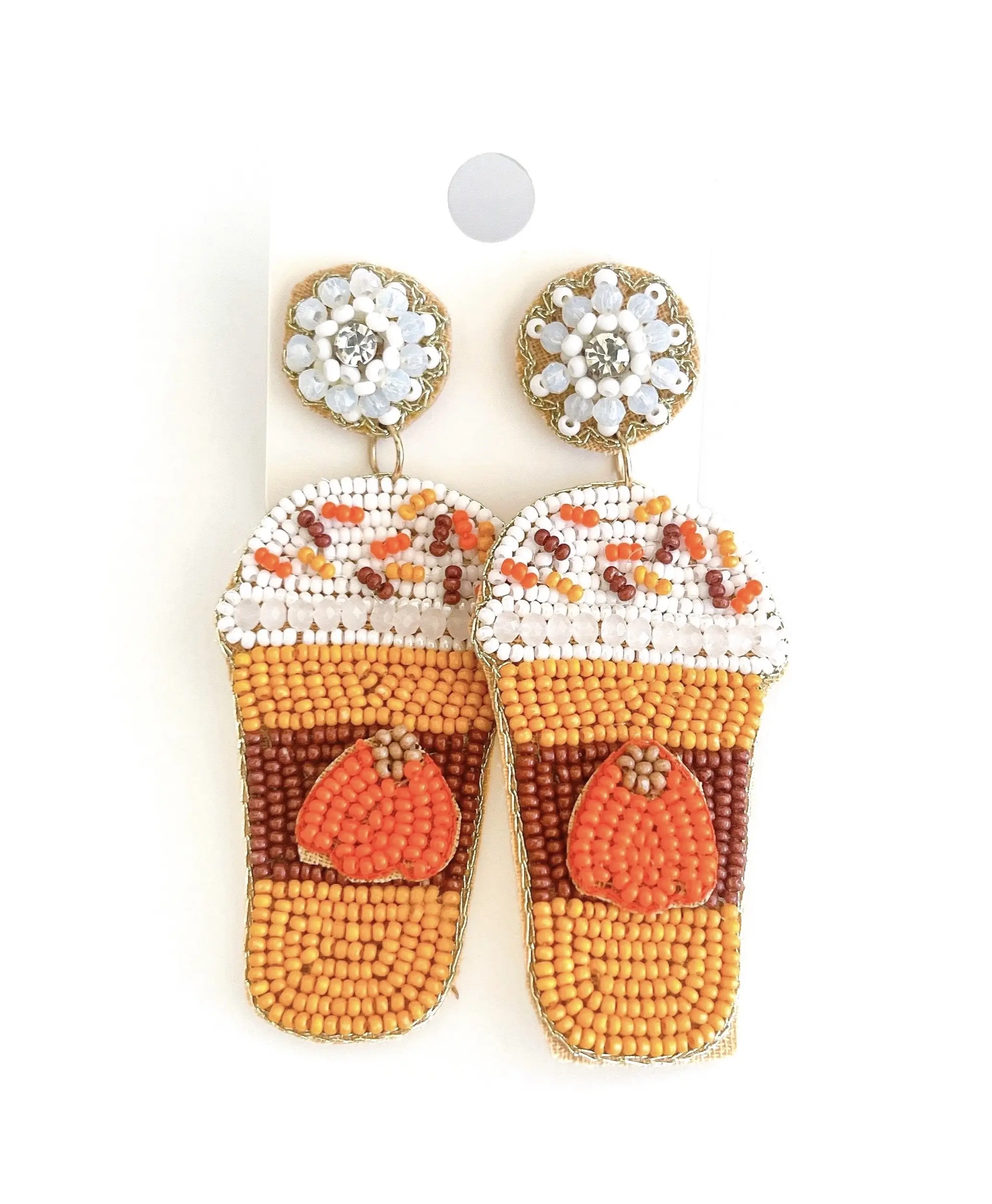 Pumpkin Latte Earrings/Thanksgiving Earring/Beaded Earrings