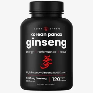 Korean Red Panax Ginseng Capsules | Extra Strength Ginsenosides for Energy, Focus, Performance, Vitality & Immune Support | Korean Ginseng Root Extract (120, Red)