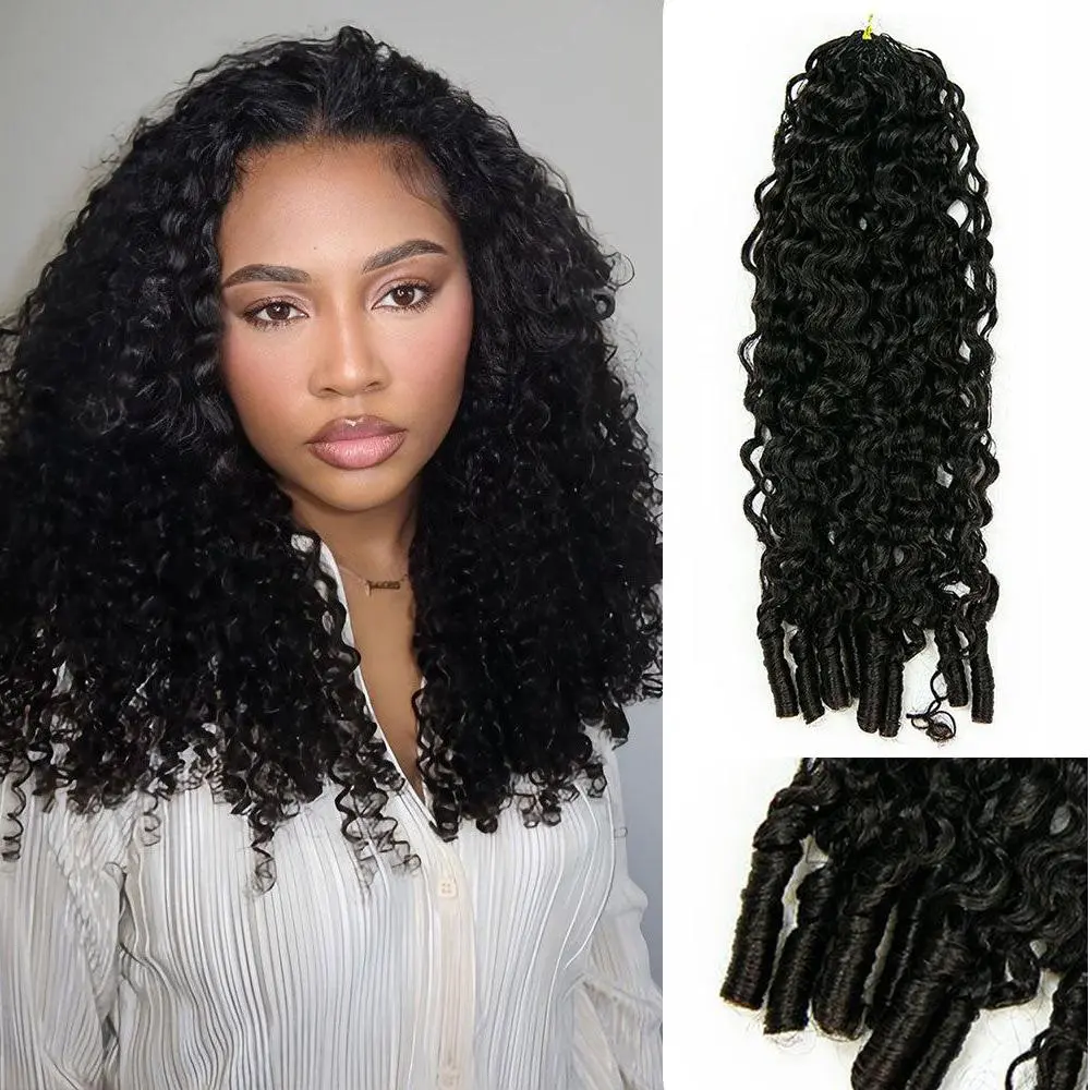 Eayonhair Burmese Curly Crochet Human Hair for Miracle Knots Hair Crochet Hair Extensions - Pre-Separated, Lightweight, Easy to Install, Reusable, Natural Color, 60g/Bundle, Curly Wavy Hairpieces for Miracle Knots Feather Crochet Hair