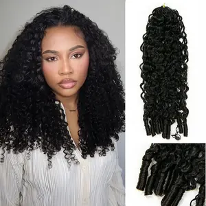 Eayon Hair Burmese Water Curly Crochet Human Hair For Miracle Knots Feather Human Crochet Hair For Braiding Natural Color Lightweight, Easy to Install, Reusable Human Braiding Hair For Miracle Knots Pre-Separated 60 grams/bundle