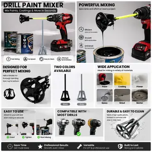 Electric Drill Paint Mixer Attachment, Fast Smooth Universal Stirring Tool, Ideal for Paint Coatings, Efficient Mixing Solution