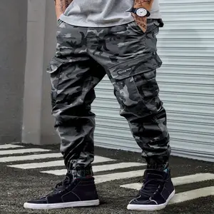 Men's All-Season Camo Cargo Pants - Loose Fit Streetwear with Drawstring Waist, Multiple Pockets & Camouflage Pattern (Blue/Black/Green/Brown) for Spring/Fall Casual Outdoor Urban Style, Flexible Comfort Wear