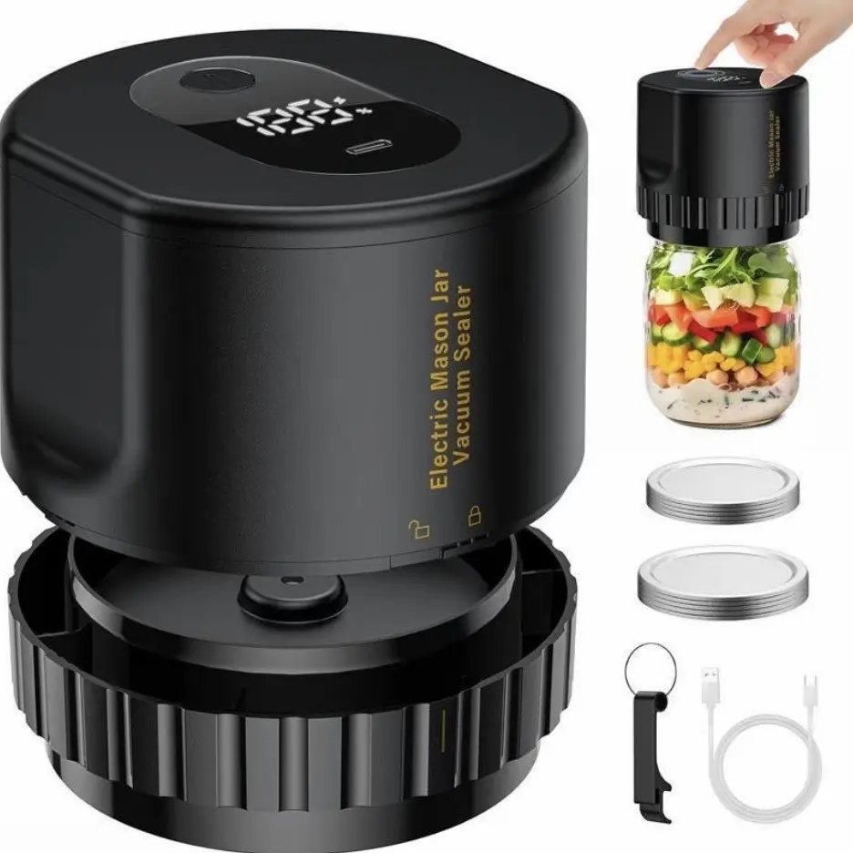 Electric Sealer Kit, 1 Box USB Charging Automatic Air Sealer Can Vacuum Sealer Machine with 10pcs Lids & USB, Food Saver Canning Jar Vacuum Sealer