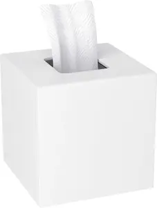 Acrylic Tissue Box Cover 5.4x5.4x5.4'' Tissue Holder Napkin Dispenser for Home Office Restaurant-White