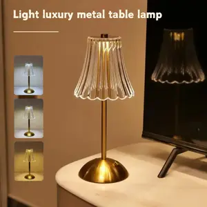 Vintage Crystal LED Desk Lamp, Adjustable Three-Color Lighting, USB Rechargeable, Perfect for Bedroom & Living Room Ambiance, Led Mood Light