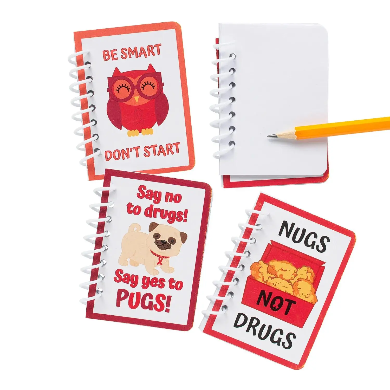 Mini Red Ribbon Spiral Notebooks - 24 pc
