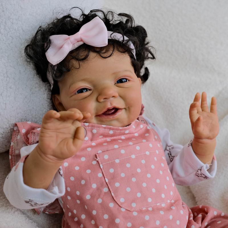 Reborn Baby Doll Black Girl 20Inch Realistic Lifelike African American Newborn Handmade Doll with Real Life Soft Weighted Body and Accessories – Gift for Kids