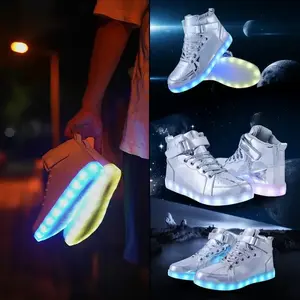 shoes men led light up shoes High Top Sneakers for Women Men Hip-Hop Dancing Shoes For Halloween Christmas Party With USB Charging Footwear Closed