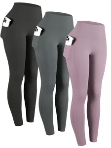 Women's Solid Pocket Leggings, Casual Comfy Breathable Skinny Pants for Daily Wear, Ladies Bottoms for All Seasons