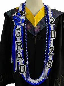 2026 Graduation Widened Double-Layer Award Wreath, & Blue Handcrafted Fabric Shawl, Honor Cord, Elegant Souvenir Gift for Graduates