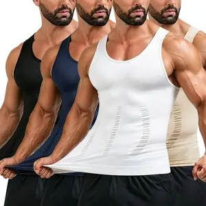 Menswear Men's High-Waisted Smooth Vest, Stomach Compression Undershirt, Elegant Gynecomastia Tummy Control Workout Tank Top