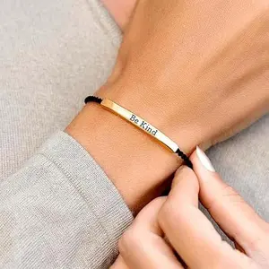 Be Kind of a Bi*ch Engraved Bracelet, Handmade Braided Wrap Adjustable Bracelet for Women and Men, Inspirational Quote Jewelry, Couples Bracelets, Personalized Gift, Trendy Daily Wear Accessory