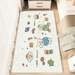 1pc Whimsical Cloud Rainbow Bicycle Pattern Fluffy Minimalist Area Rug, Polyester 100% Flannel Carpet, Non-Slip Rectangle Floor Mat for Living Room, Bedroom, Kitchen, Office, Entryway, Bedside Rug | Washable Cozy Gift for Kids & Seasonal Decor