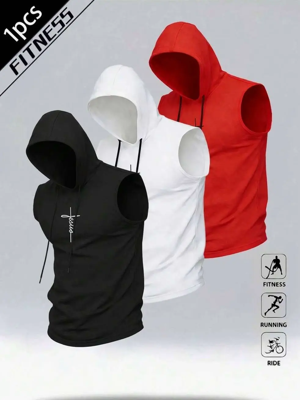 Men's Sleeveless Hoodie Vest Breathable Quick Dry Fabric Athletic Tank Top for Running Gym Training Workout