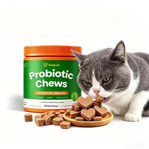 Cat probiotics, chicken flavor, promotes digestion, skin health, and boosts immunity; easy to feed.