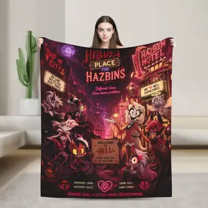 Cartoon H-Hazbin Hotel Soft Funny Throw Blanket Cozy Lightweight Plush Portable Cover Blanket For Sofa,Warm Gift For Birthday,Christmas,Multiple Blankets