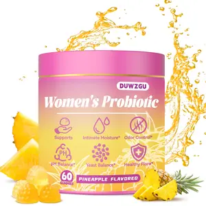 Probiotic Gummies Supplement with Slippery Elm, Vegan, Gluten-Free, Pineapple Flavor