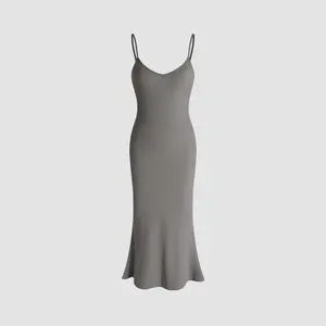 Cider [4 colors, size 2-26] Solid V-neck Cami Maxi Dress