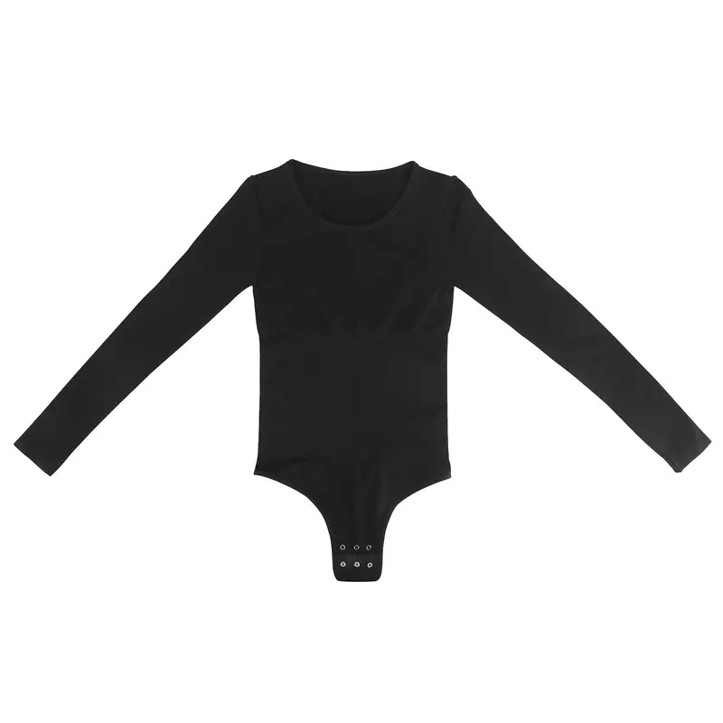 Soo Slick Women's Longsleeve Seamless High Compression Bodysuit - Tummy Control Clothing, All-Day Wear Seamless Body Shaper, Breathable Fabric, Thong Bottom Basic Underwear Top