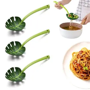 Monstera Leaf Shaped Slotted Spoon, Creative Design for Cooking, Ideal for Kitchen & Restaurant Use, Durable Stainless Steel Material, Utensils