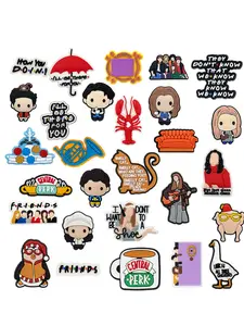 28-Piece Friends TV Show Cartoon Unique Patterns Shoe charms, Colorful Decorative Pins Gift Set, Unisex Casual Shoes Accessories for All Seasons