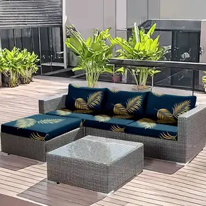 1pc Milk Silk Outdoor Cushion Cover, Marbled Blue Print, Sofa Protector for 1-4 People, Furniture Protection, Indoor/outdoor Use, Cushion Slipcovers