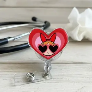 Power puff girls Retractable ID Badge Reel Nurse Accessory Unique Gift for Nurses, Doctors, Teachers and Medical Staff Coworkers