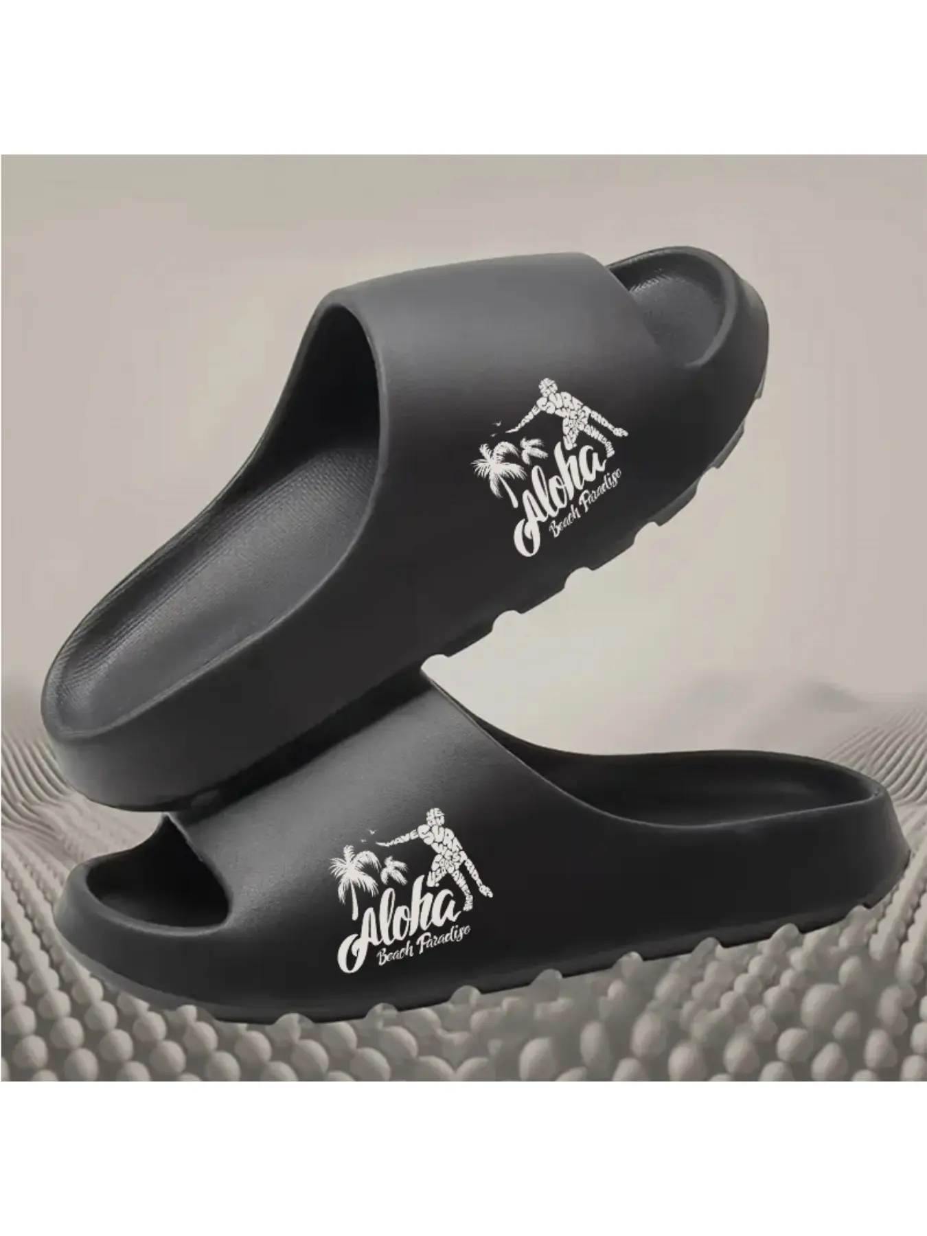 Aloha Beach Paradise Coconut Slippers Men Women Summer Flip Flops with Palm Tree Wave Pattern Comfortable Non-slip Beach Sandals West Coast USA Surf Rider Inspired Casual Footwear