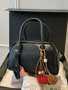 2025 New Arrival Retro Chic Women's Bowling Handbag Large Capacity Shoulder Bag for Commute