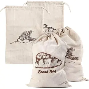 Linen Bread Bags for Homemade Bread Container, 4 count 17.5 X11.5 Inches Unbleached &  Bread Storage,  Large Storage for Artisan Bread