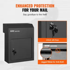 VEVOR Through The Wall Drop Box, Heavy Duty Steel Through the Wall Mailbox with 2.8-7.9 13 Combination Lock, 12.5x6.3x16.9 Mail Drop Box, Beige