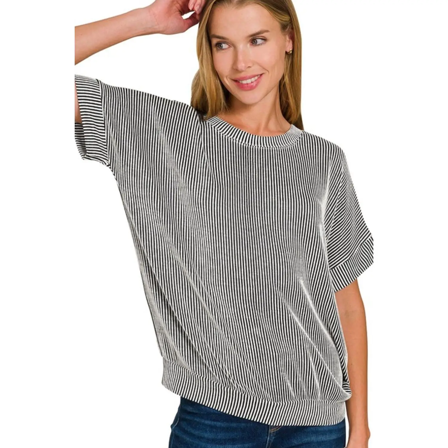 Zenana Corded Rib Short Sleeve T-Shirt