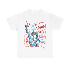 She Loves Jesus and America too Shirt, 4th July Faith tee, Christian 4th july, Clean Look, Goes with Anything, Ready to Go, No