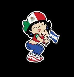 Mexican Honduran Lady Decal Car Window Vinyl Sticker Mexicana Hondureña flag Girl Sticker Monita decal woman with flag Catracha MX flag