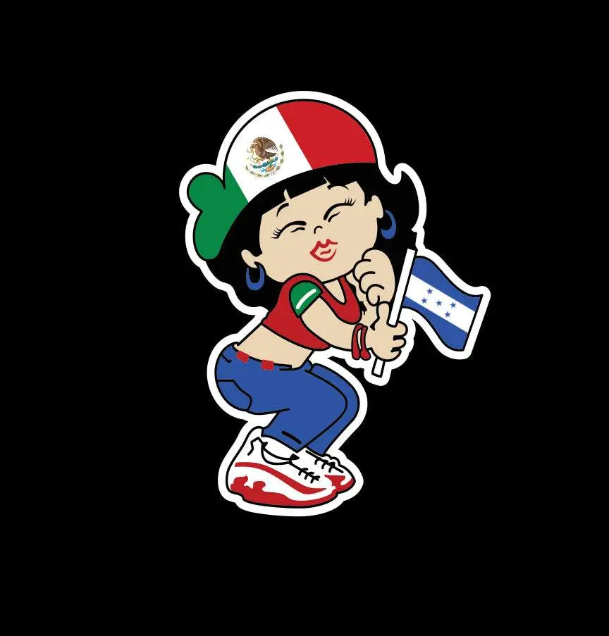 Mexican Honduran Lady Decal Car Window Vinyl Sticker Mexicana Hondureña flag Girl Sticker Monita decal woman with flag Catracha MX flag