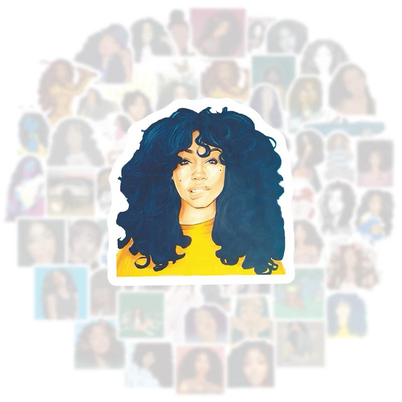 60pcs SZAAAA Stickers Singer Merch, Creative Vinyl Decals for Laptops, Notebooks & Wall Decor, Waterproof Material, Strong Adhesive Backing, Unique Art Collection for Fans