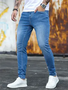 Men's tight jeans, hip-hop street style tight jeans, casual business fashion, mid to high waisted pants for all seasons, versatile high-quality jeans