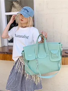 Multi-Pocket Oxford Cloth Flap Tote Bag, Large Capacity Handbag Crossbody Backpack, Student Commuter Versatile Women's Shoulder Bag