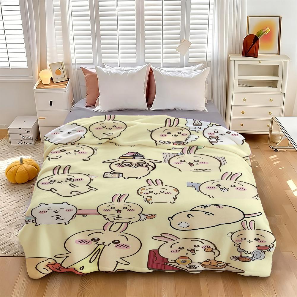 Countdown Sale! Kawaii Chiikawa Rabbit Doodle Blanket – Cozy Fluffy Plush for Cute Aesthetic Lovers  Soft & Cuddly Gift to Wrap Your Loved Ones in Cuteness Fluffy Plush for Lazy Days, Anime Marathons & Snuggles Suitable for all four seasons