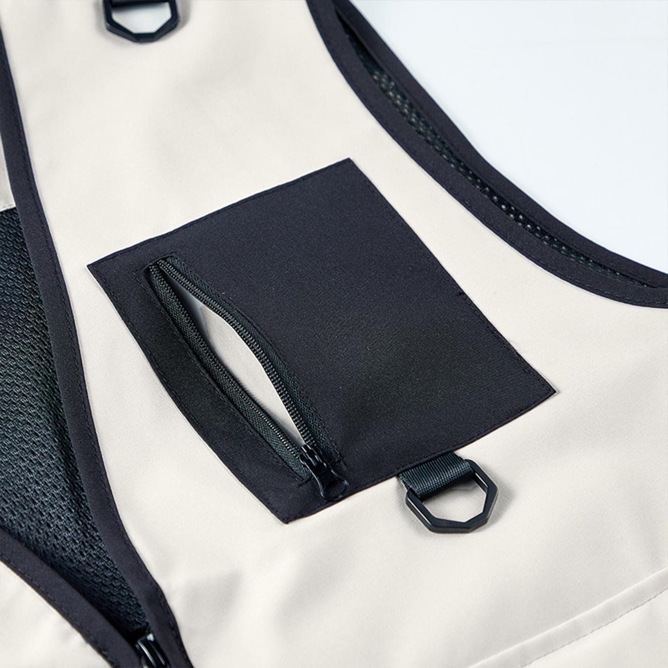 Men’s Color Block Multi-Pocket Utility Vest – Breathable Mesh-Lined Outdoor Cargo Vest