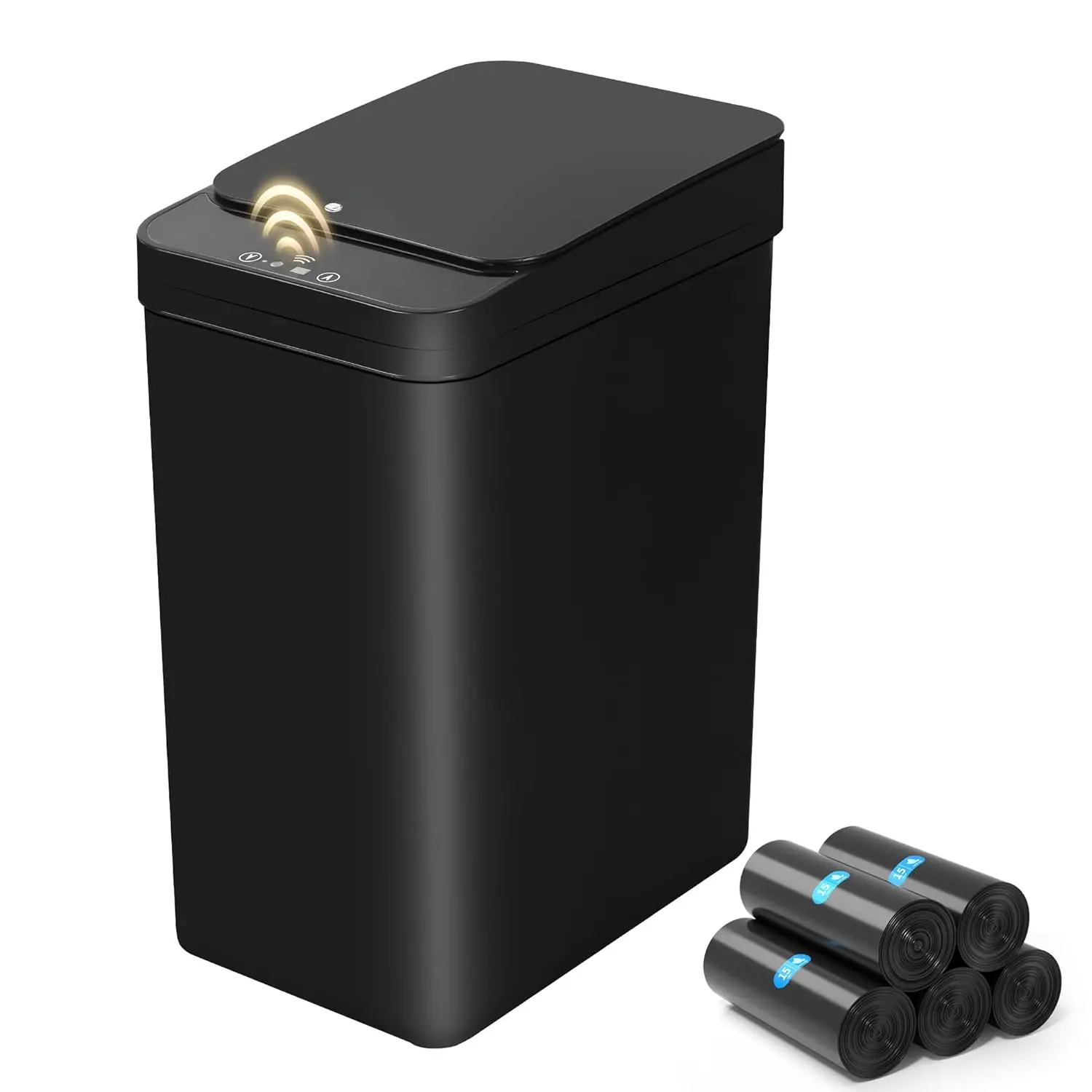 Bathroom Trash Can, 2.6 Gallon Automatic Motion Sensor Touchless Garbage Can,  Trash Bin with Lid, Narrow Small  Bin for Kitchen, Office, Bedroom, Black