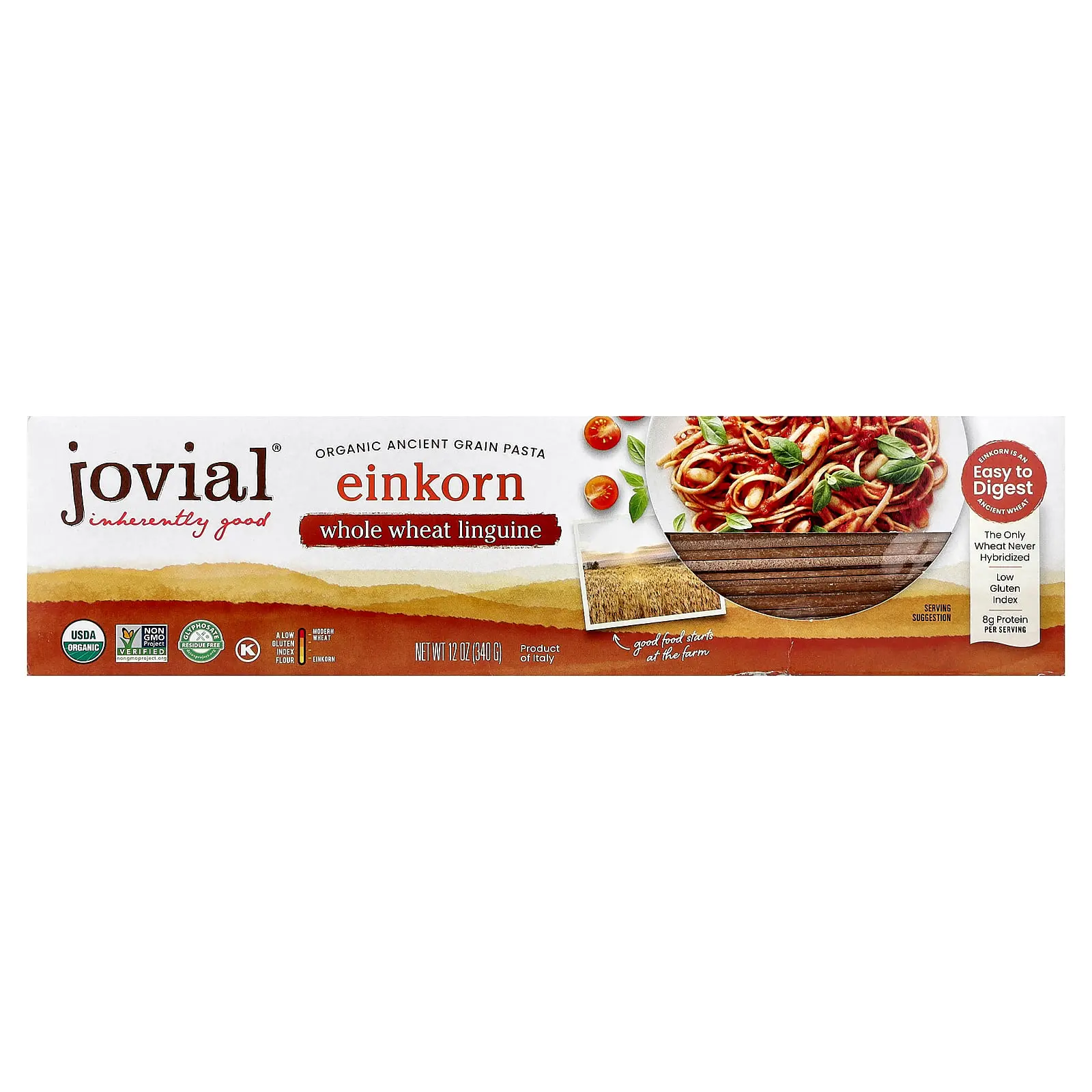Jovial Organic Ancient Grain Pasta, Einkorn Whole Wheat Linguine, 12 oz (340 g)