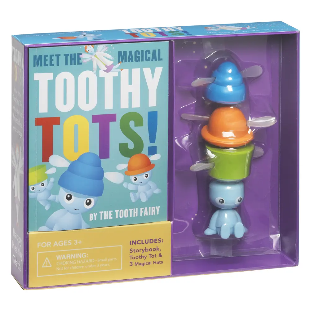 Toothy Tots by The Tooth Fairy - Includes Storybook, Toothy Tot & 3 Magical Hats for Ages 3+ - Lost Tooth - Holder - Healthy Teeth - Healthy Gums - Kids - Teaching - Teeth - Learning - Dentist - Brush your teeth - lost a tooth - Magic -