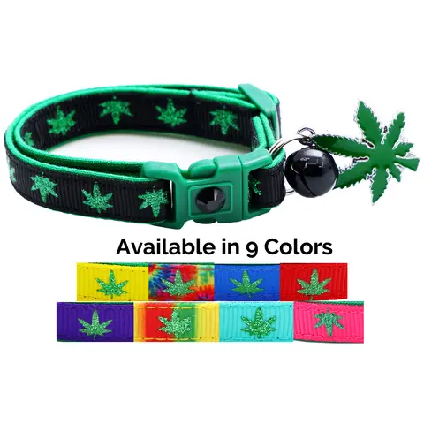 Marijuana Leaves Breakaway Cat Collar